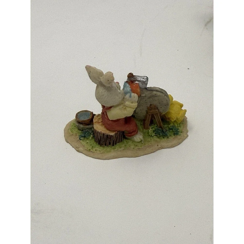 Porcelain Bunny Towne Toy Shop Easter Village Figurines Vintage 3-Piece Set